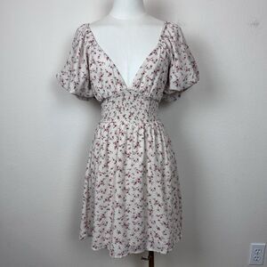 Dee Elly Dress Womens Extra Small Mini Floral Smocked Cottage Feminine Dainty